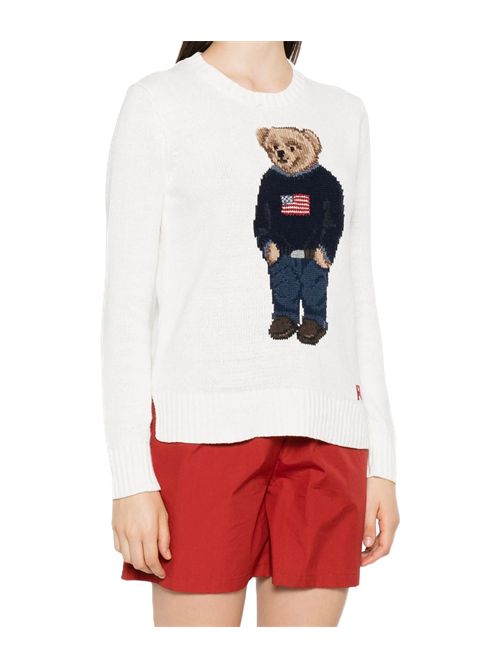 Polo Ralph Laurenmaglione ricamato con orso Polo Ralph Lauren | 211-978359-001DECKWASH WHITE MULTI